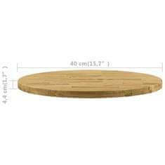 Vidaxl Površina za mizo trden hrastov les okrogla 44 mm 400 mm