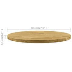 shumee Površina za mizo trden hrastov les okrogla 44 mm 700 mm