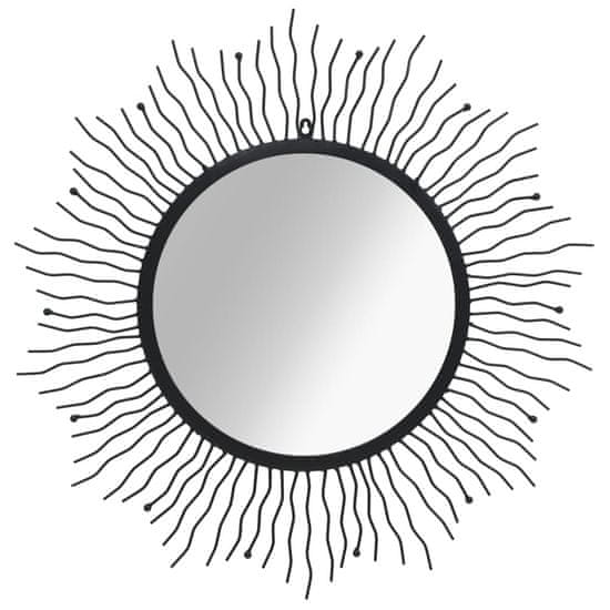 Vidaxl Stensko ogledalo sonce 80 cm črne barve