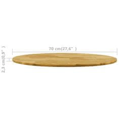 Vidaxl Površina za mizo trden hrastov les okrogla 23 mm 700 mm