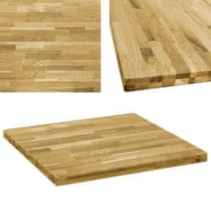 Vidaxl Površina za mizo trden hrastov les kvadratna 44 mm 80x80 cm