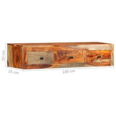 Vidaxl Stenska konzolna mizica 100x25x20 cm trden palisander