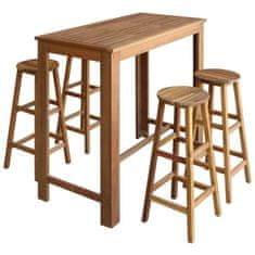 shumee Barska miza in stolčki 5 delni komplet trden akacijev les