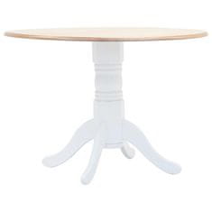 shumee Jedilna miza bela in rjava 106 cm iz trdnega kavčukovca