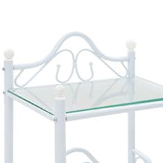 Greatstore Nočna mizica 2 kosa jeklo in kaljeno steklo 45x30,5x60 cm bela
