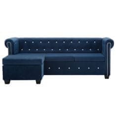 Vidaxl Kavč Chesterfield L oblike žametna obloga 199x142x72 cm moder