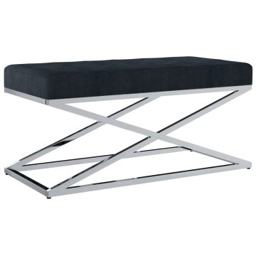 Vidaxl Klop 97 cm črno žametno blago in nerjaveče jeklo