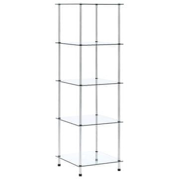 Vidaxl Polica 5-nadstropna prozorna 40x40x130 cm kaljeno steklo