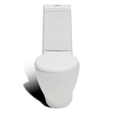 Vidaxl Bel keramičen kopalniški set stoječa WC školjka in bide