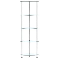 Vidaxl Polica 5-nadstropna prozorna 30x30x130 cm kaljeno steklo