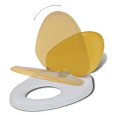 Greatstore WC deska s počasnim zapiranjem 2 kosa plastična bela in rumena
