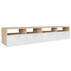 Greatstore TV omarica 2 kosa iverna plošča 95x35x36 cm bele/hrast barve