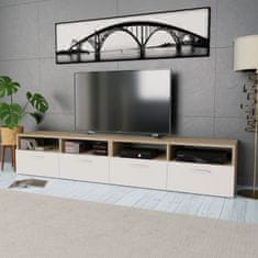 Greatstore TV omarica 2 kosa iverna plošča 95x35x36 cm bele/hrast barve