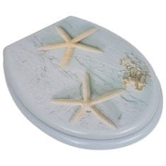 Greatstore Deska za WC školjko s pokrovom 2 kosa mediapan morska zvezda