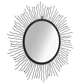 Vidaxl Vrtno stensko ogledalo sonce 80 cm črne barve