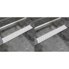 Vidaxl Kanaleta za tuš 2 kosa črte 730x140 mm nerjaveče jeklo