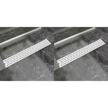 Vidaxl Kanaleta za tuš 2 kosa črte 730x140 mm nerjaveče jeklo