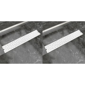 Vidaxl Kanaleta za tuš 2 kosa mehurčki 630x140 mm nerjaveče jeklo