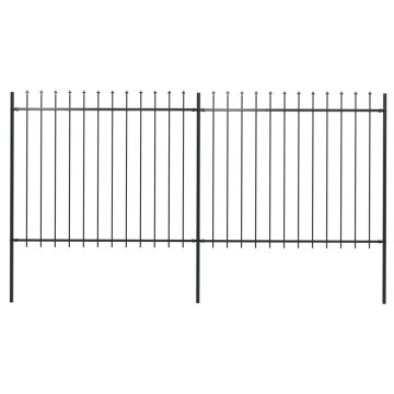Vidaxl Vrtna ograja s suličastim vrhom jeklo 337x150 cm črna