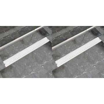 Vidaxl Kanaleta za tuš 2 kosa mehurčki 930x140 mm nerjaveče jeklo