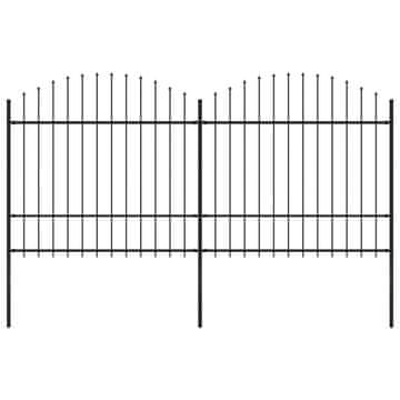 Vidaxl Vrtna ograja s suličastim vrhom jeklo 359x175 cm črna