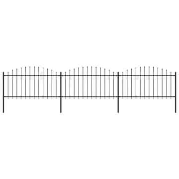 Vidaxl Vrtna ograja s suličastim vrhom jeklo 504x150 cm črna