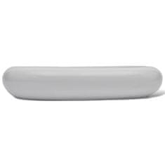 Greatstore Umivalnik z izmenično pipo keramika ovalna bele barve