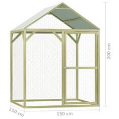 Vidaxl Kokošnjak 1,5x1,5x2 m impregnirana borovina