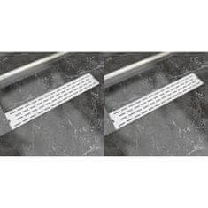 Vidaxl Kanaleta za tuš 2 kosa črte 630x140 mm nerjaveče jeklo