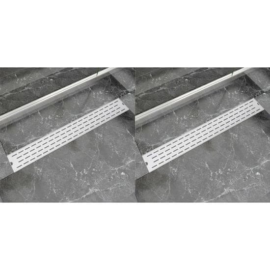 Vidaxl Kanaleta za tuš 2 kosa črte 830x140 cm nerjaveče jeklo