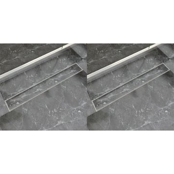 Vidaxl Kanaleta za tuš 2 kosa 830x140 mm nerjaveče jeklo