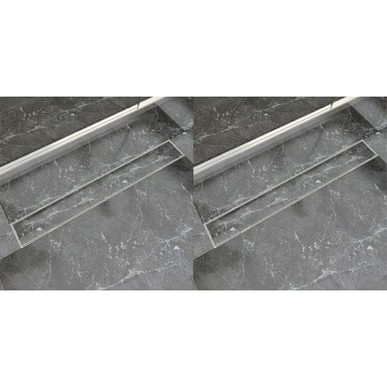 Vidaxl Kanaleta za tuš 2 kosa 830x140 mm nerjaveče jeklo