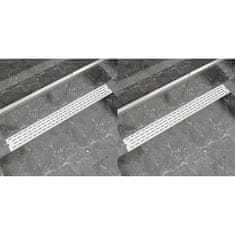 Vidaxl Kanaleta za tuš 2 kosa črte 1030x140 mm nerjaveče jeklo