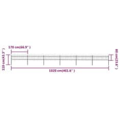 shumee Vrtna ograja s koničastimi vrhovi jeklo 10,2x0,6 m črna