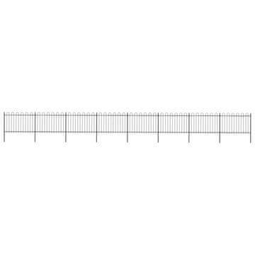 Vidaxl Vrtna ograja z obročem na vrhu jeklo 1426x120 cm črna