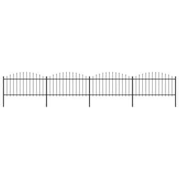 Vidaxl Vrtna ograja s suličastim vrhom jeklo 671 x 150 cm črna
