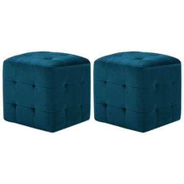 Vidaxl Tabure 2 kosa moder 30x30x30 cm žametno blago