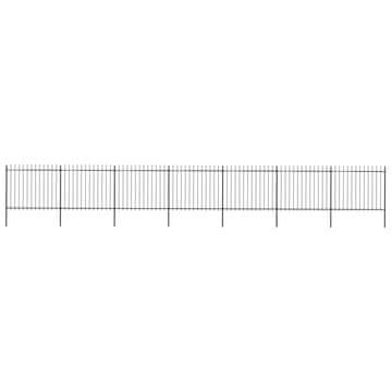 Vidaxl Vrtna ograja s suličastim vrhom jeklo 1172x150 cm črne barve