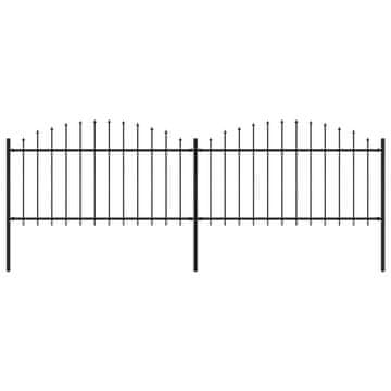 Vidaxl Vrtna ograja s suličastim vrhom jeklo 337x150 cm črna