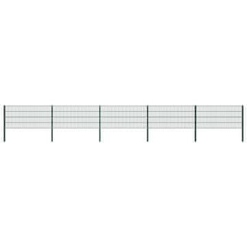 Vidaxl Ograjni panel s stebrički iz železa 867x80 cm zelen