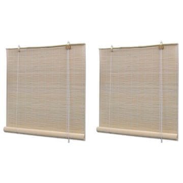 Vidaxl Rolo senčilo iz naravnega bambusa 2 kosa 120x160 cm