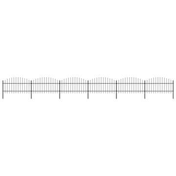 Vidaxl Vrtna ograja s suličastim vrhom jeklo 1055x125 cm črna