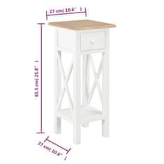 Vidaxl Stranska mizica iz lesa 27x27x65,5 cm bela