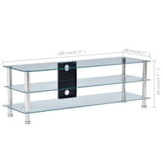 Vidaxl TV stojalo iz kaljenega stekla 120x40x40 cm prozorno