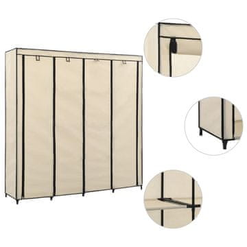 Vidaxl Garderobna omara s 4 predelki krem 175x45x170 cm