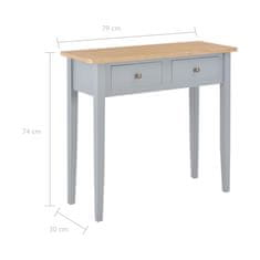 Vidaxl Toaletna konzolna mizica iz lesa 79x30x74 cm siva