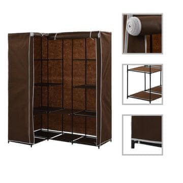 Vidaxl Kotna garderobna omara 130x87x169 cm rjava