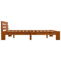 Vidaxl Posteljni okvir z vzglavjem medeno rjav 160x200 cm borovina
