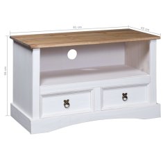 Vidaxl TV omarica mehiška borovina Corona Range bela 91x43x56 cm