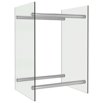 Vidaxl Stojalo za drva prozorno 40x35x60 cm steklo